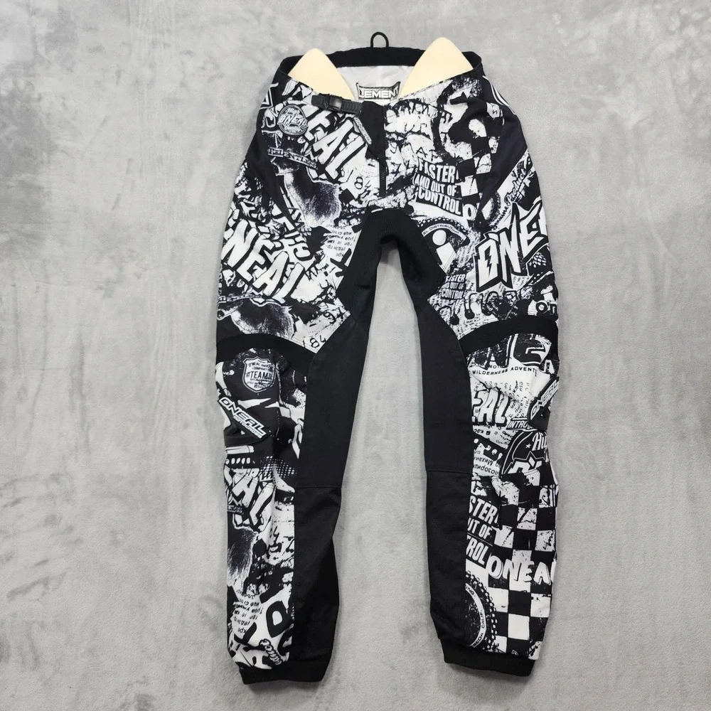 O'Neal Element Pants Mens 36x28 Black White Motocross MX Off Road Racing Padded